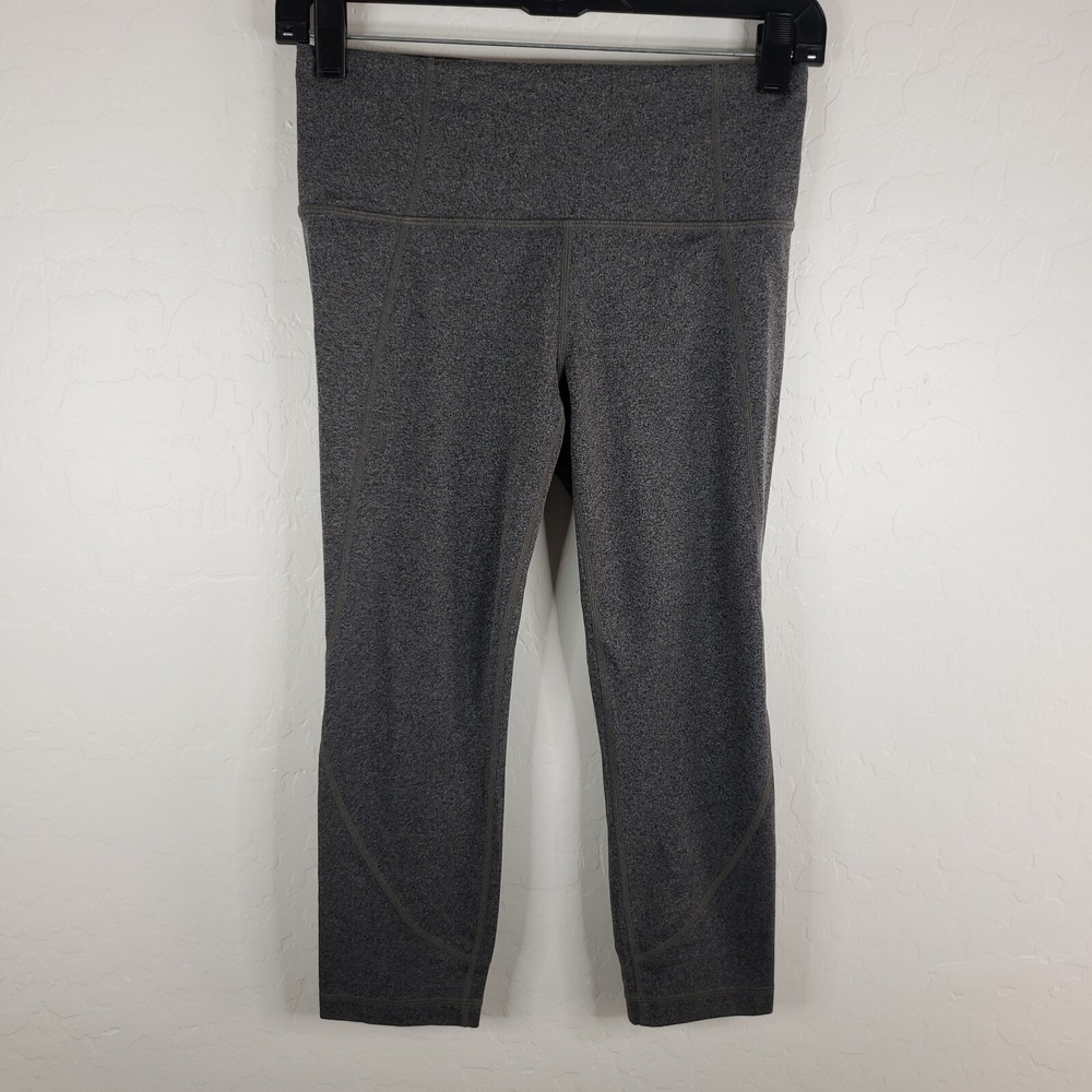 Athleta Leggings Women Small Gray Salutation Powervita Crop 19 Inch Media Pocket